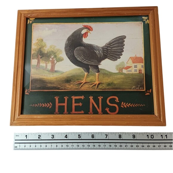 Vintage Chicken and Hen Pictures Framed Prints Farmhouse Country 9" X 11" Two - Picture 9 of 10